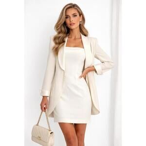 J.R. Nites Vintage Cream Satin Dress & Blazer Set - Mother of the Bride
